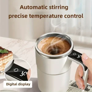 Smart mixing coffee cup LED display|USB charging|magnetic mixing function