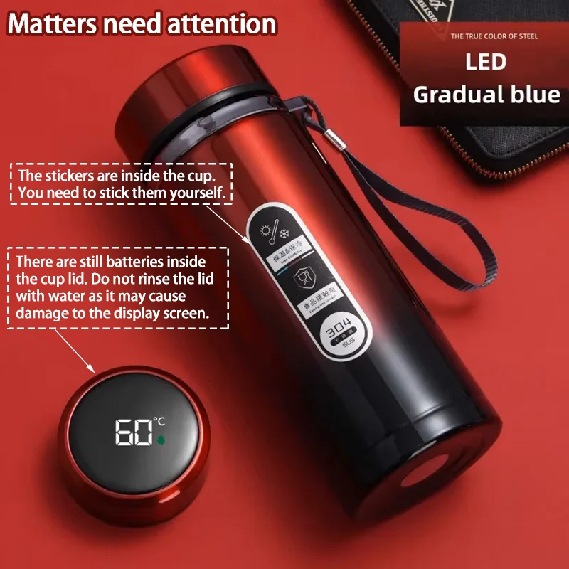 500ML-1Liter Stainless Steel Thermos Bottle with LED Temperature Display Sus304 Tea Water Bottle Vacuum Flask Portable Cups - Image 2