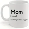 World's Greatest Mom Hugger - White Ceramic Coffee Mug, 11oz or 15oz, Perfect Mother's Day Gift for Mom, Simple & Heartfelt Desi