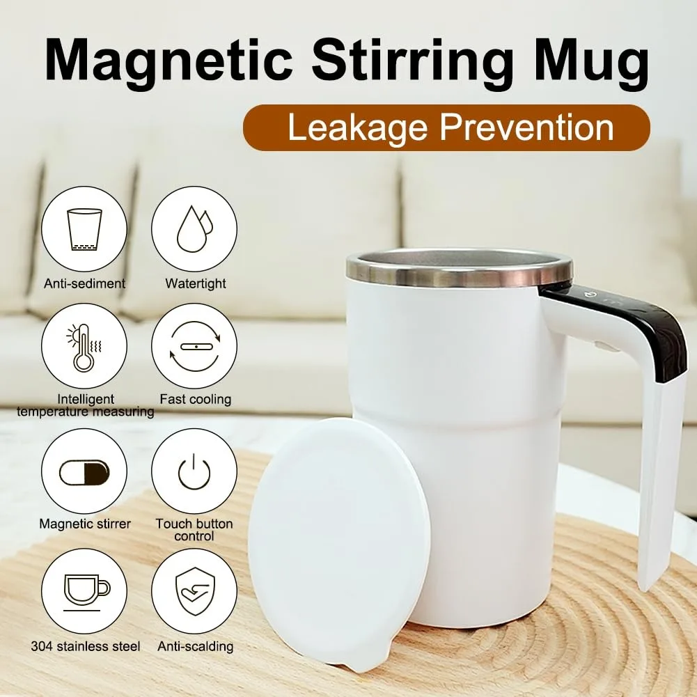 Self Stirring Mug, Rechargeable Auto Magnetic Coffee Mug with Digital Display, Mixing Cup for Milk/Cocoa at Office/Kitchen - Image 6