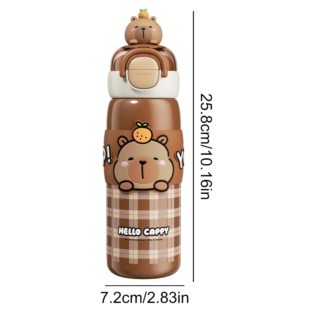 520ml Capybara Anime Kids Mug with Lid & Silicone Straw Kawaii Sports Water Bottle Vacuum Insulated Tumbler for Children - Image 6