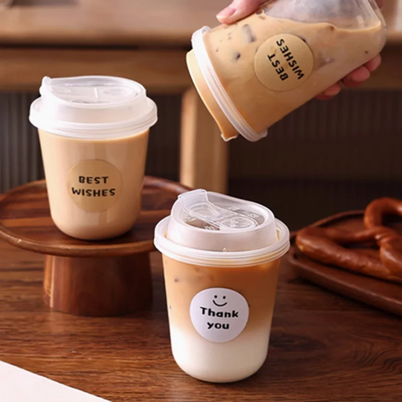 20pcs Disposable Thick Food-Grade PET Cups with Direct-Drink Lids Leak-Proof Heat-Resistant for Coffee Bubble Tea - Image 3