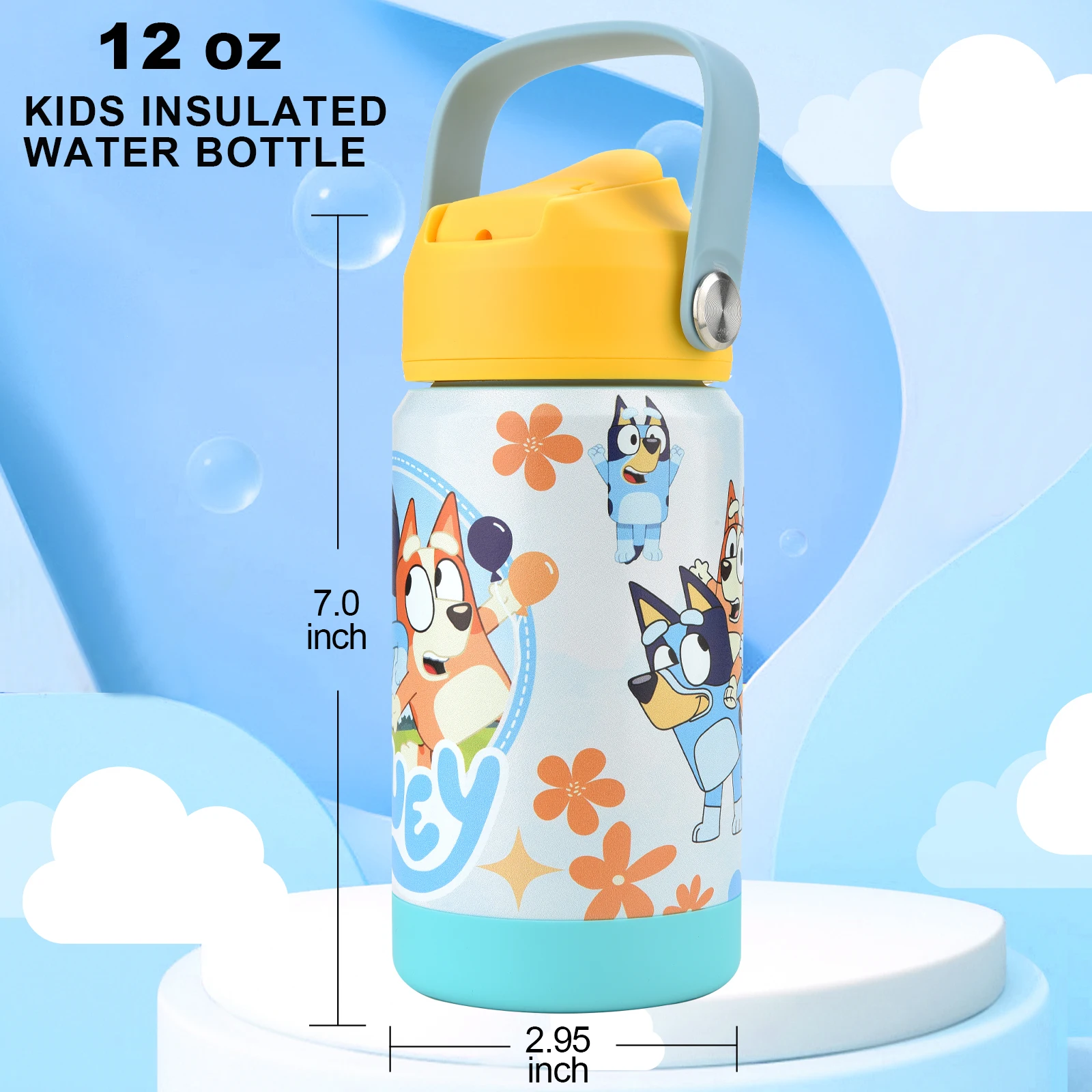 350ml Cartoon cat dog Unicorn Insulated Water Bottle With Straw Stainless Steel Double wall kids Portable outdoor sport thermos - Image 4