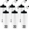 1 Liter BPA-Free Plastic Round Sports Water Bottle with Straw - 6 Pack