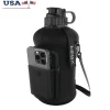 Half Gallon Water Bottle with Neoprene Sleeve Storage Pocket Carry Strap BPA Free 68oz Portable Hydration Jug Adults
