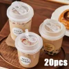 20pcs Disposable Thick Food-Grade PET Cups with Direct-Drink Lids Leak-Proof Heat-Resistant for Coffee Bubble Tea
