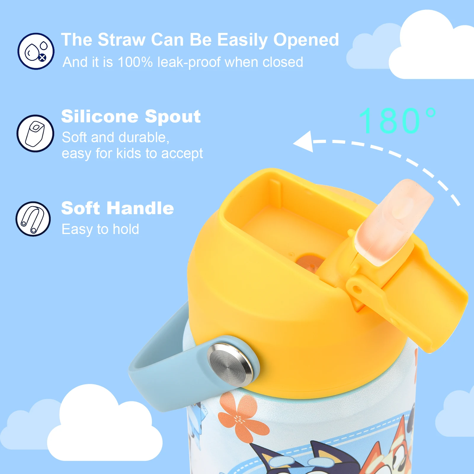 350ml Cartoon cat dog Unicorn Insulated Water Bottle With Straw Stainless Steel Double wall kids Portable outdoor sport thermos - Image 3