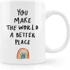 Inspirational Mug - 'You Make the World a Better Place' Design, Perfect Gift for Loved Ones, Stylish and Heartfelt