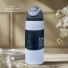 Owalaa white insulated stainless steel water bottle with straw,32oz,suitable for office workers,students,travel
