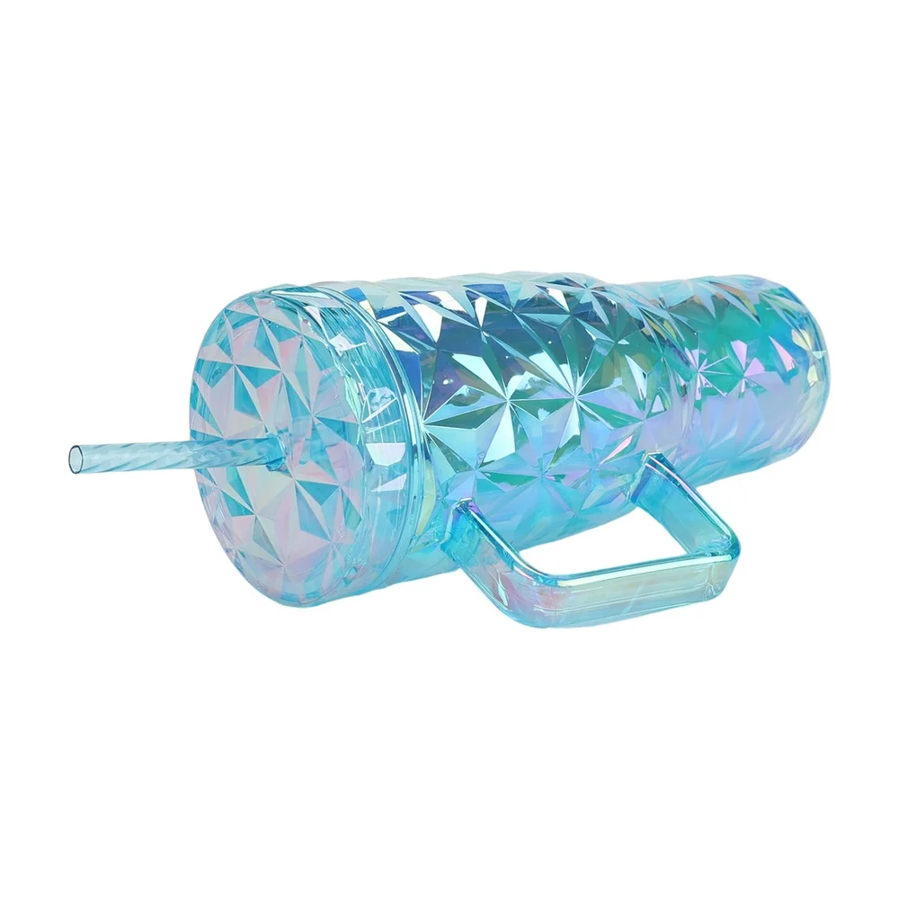 30oz BPA Free Plastic Tumbler with Handle Double Wall Insulation Textured Design Spill Resistant Lid Dishwasher Safe Outdoor - Image 3