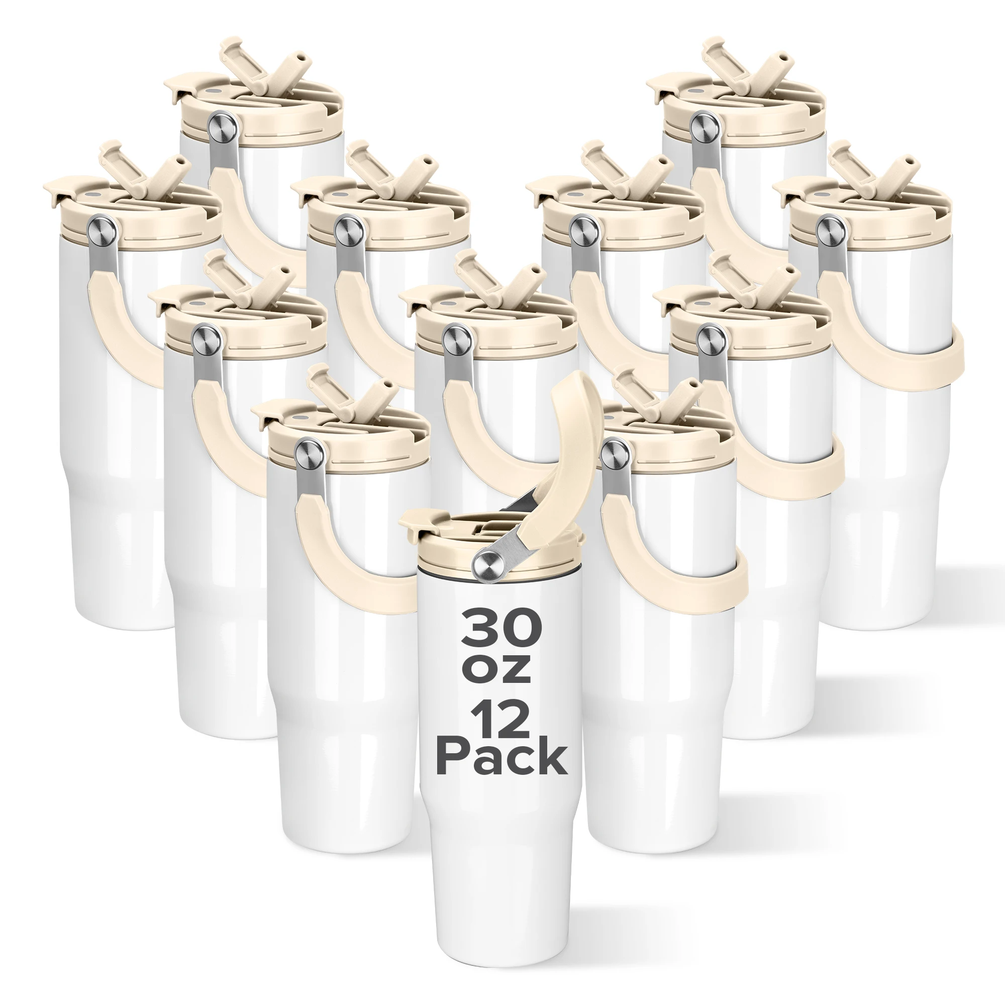 Sublimation Tumblers,30 OZ Stainless Steel Sublimation Cup 12 Pack, Leak Proof Travel Mug Cup,For Tumbler Press Machine,Outdoor