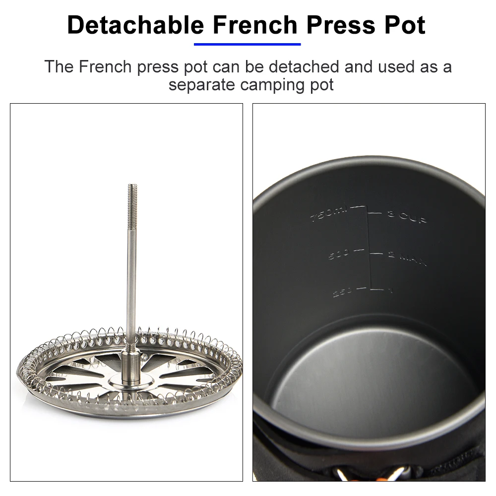 Widesea Camping Cooking System with Heat Exchanger Outdoor Gas Stove Burner Tourist Coffee Pot Cup Cookware Tableware Tourism - Image 3