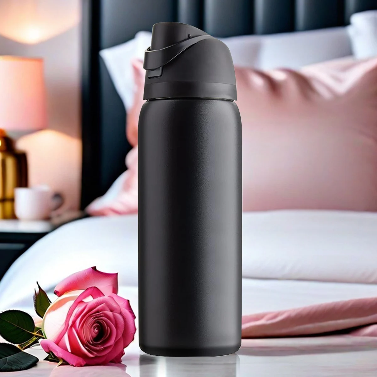 Owalaa black insulated stainless steel water bottle with straw,32oz,suitable for office workers,students,travel - Image 3