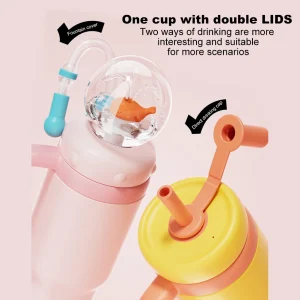 24oz Stainless Steel Whale Fountain Tumbler with Handle Whale Water Cups Perfect for Kids Teens and Adults