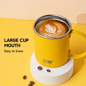 Tyeso Anti-scalding 304 Stainless Steel Cups Plastic Handle Coffee Milk Mug Tea Drinks Water Cup for Home Office Tumbler 8845