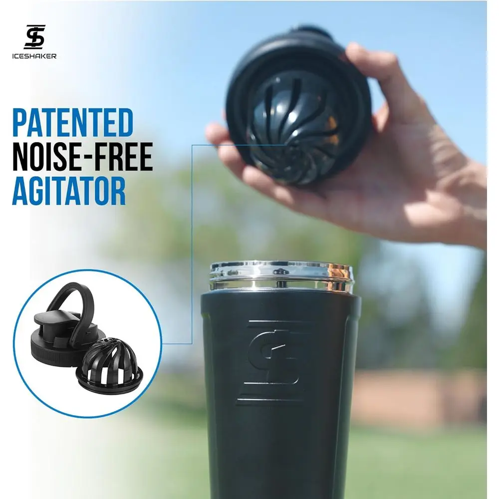 Insulated Stainless Steel Shaker Bottle | 26oz, Black | Cold or 30+ Hours | Insulated Cup with Built-in Agitator | Odor-free Bot - Image 5