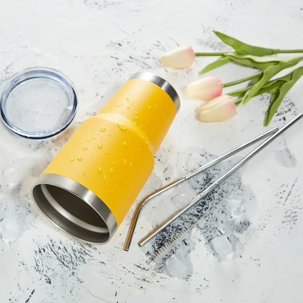 30oz Insulated Tumbler with Lids and Straws, Stainless Steel Double Vacuum Coffee Tumbler Cup, Brush, Durable Powder Coated Coff - Image 6
