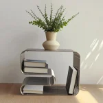 6ixens Nordic™ Sculptural Metal Side Table with Magazine & Book Storage