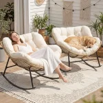 Monaco™ 2-Person Luxury Rocking Egg Chair with Stand – 450 lb Capacity