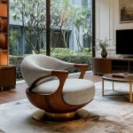 6ixens Luxe™ Swivel Bouclé Accent Chair