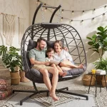 Monaco™ Luxury Double Hanging Egg Chair with Stand – Extra Large 2-Person Swing, 500 lb Capacity