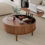 Modern Walnut Storage Coffee Table with Lift-Top for Small Living Spaces