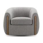 6ixens Aspen™ Bouclé Swivel Barrel Chair