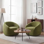 6ixens Haven™ Swivel Bouclé Accent Chair Set (2-Piece)